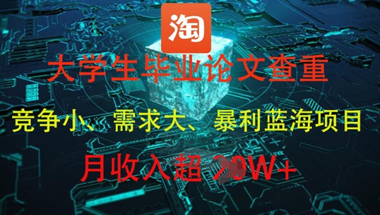 大学生毕业论文查重，暴利蓝海项目，月收入过1W+-聊项目