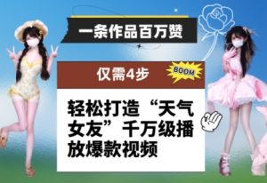 一条作品百万赞！ 只需4步，轻松打造“天气女友”千万级播放爆款视频-聊项目