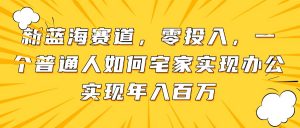 新蓝海赛道，零投入，一个普通人如何宅家办公实现年入百万-聊项目