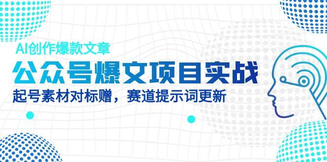 公众号爆文项目实战，AI创作爆款文章，起号素材对标赠(附赛道AI提示词-聊项目