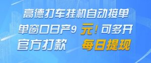 高德地图挂G接单，单窗口日产9元，官方打款，每日提现【揭秘】-聊项目