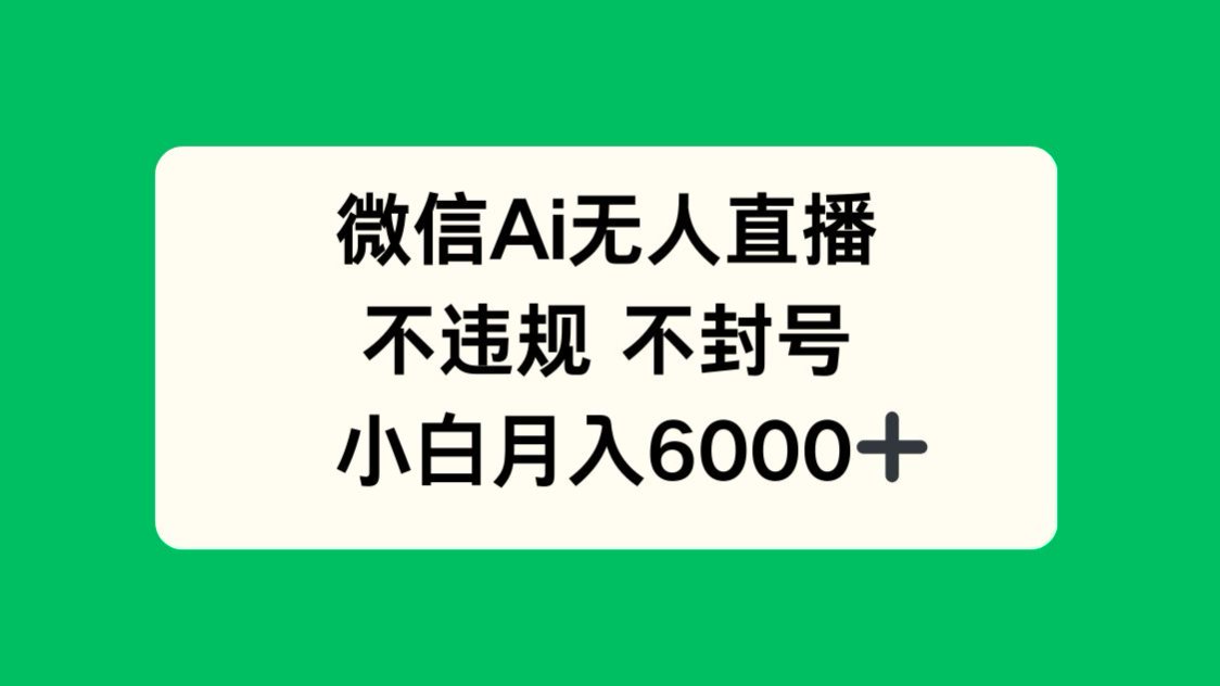 微信AI无人直播，不违规 不封号 ，小白月入6000+-聊项目