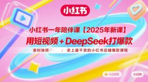 小红书一年陪伴课【2025年新课】,用短视频+deepSeek打爆款,史上最干货的小红书店铺爆款课程-聊项目