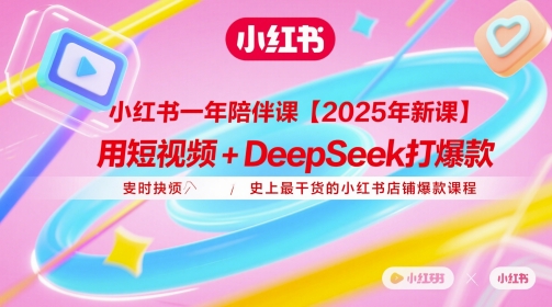 小红书一年陪伴课【2025年新课】，用短视频+deepSeek打爆款，史上最干货的小红书店铺爆款课程-聊项目