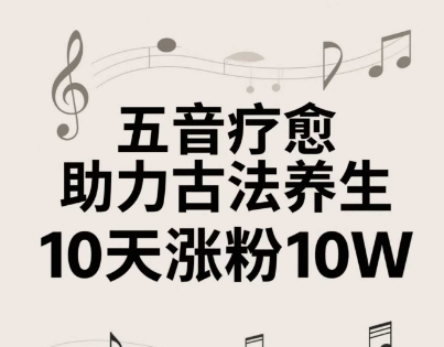 古法五音养生教程，五音疗愈的视频的制作方法，2-4小时就能学会，作者10天涨粉10W-聊项目