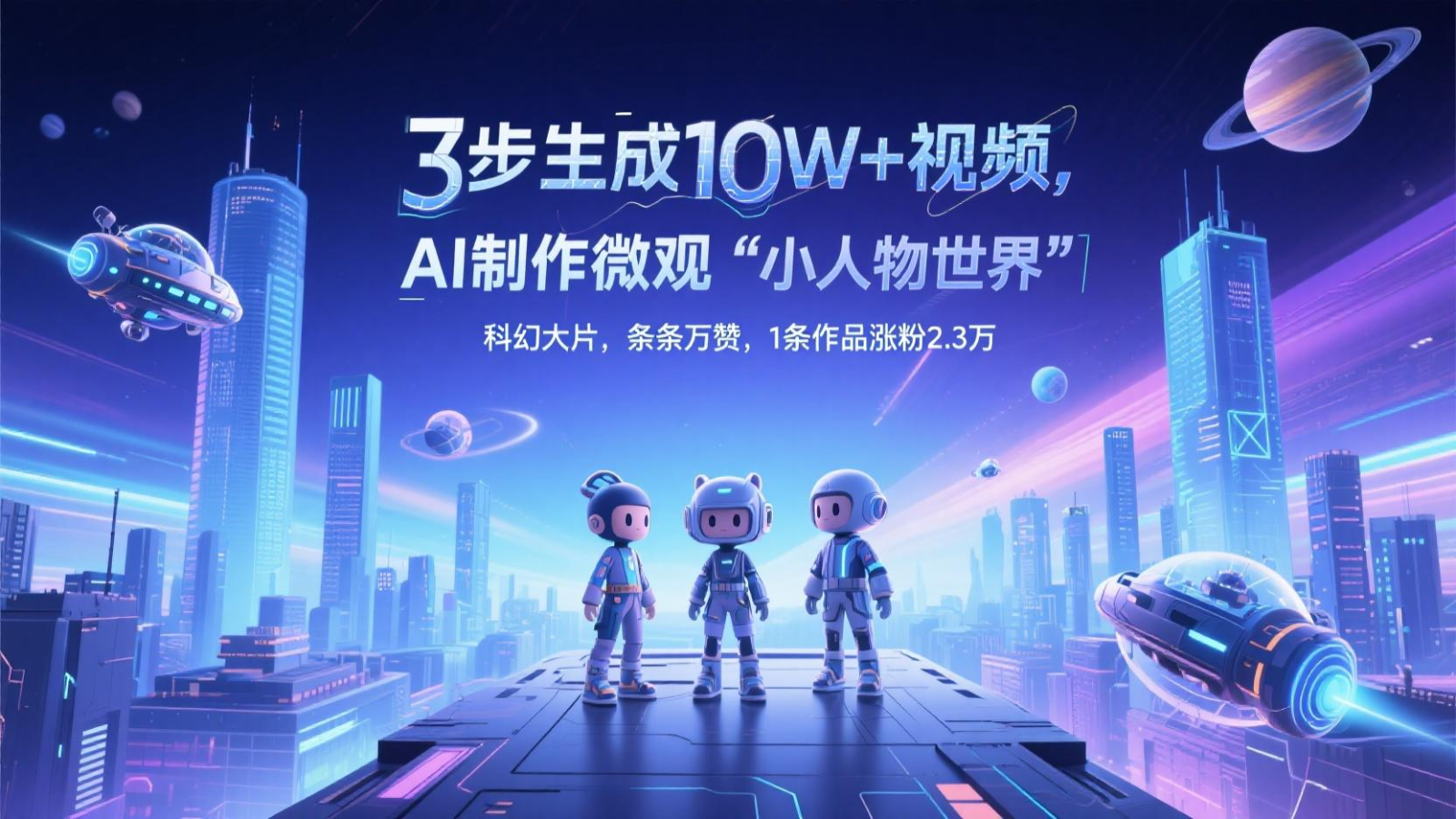 三步生成10W+视频，AI制作微观“小人物世界”科幻大片，条条万赞，1条作品涨粉2.3万-聊项目