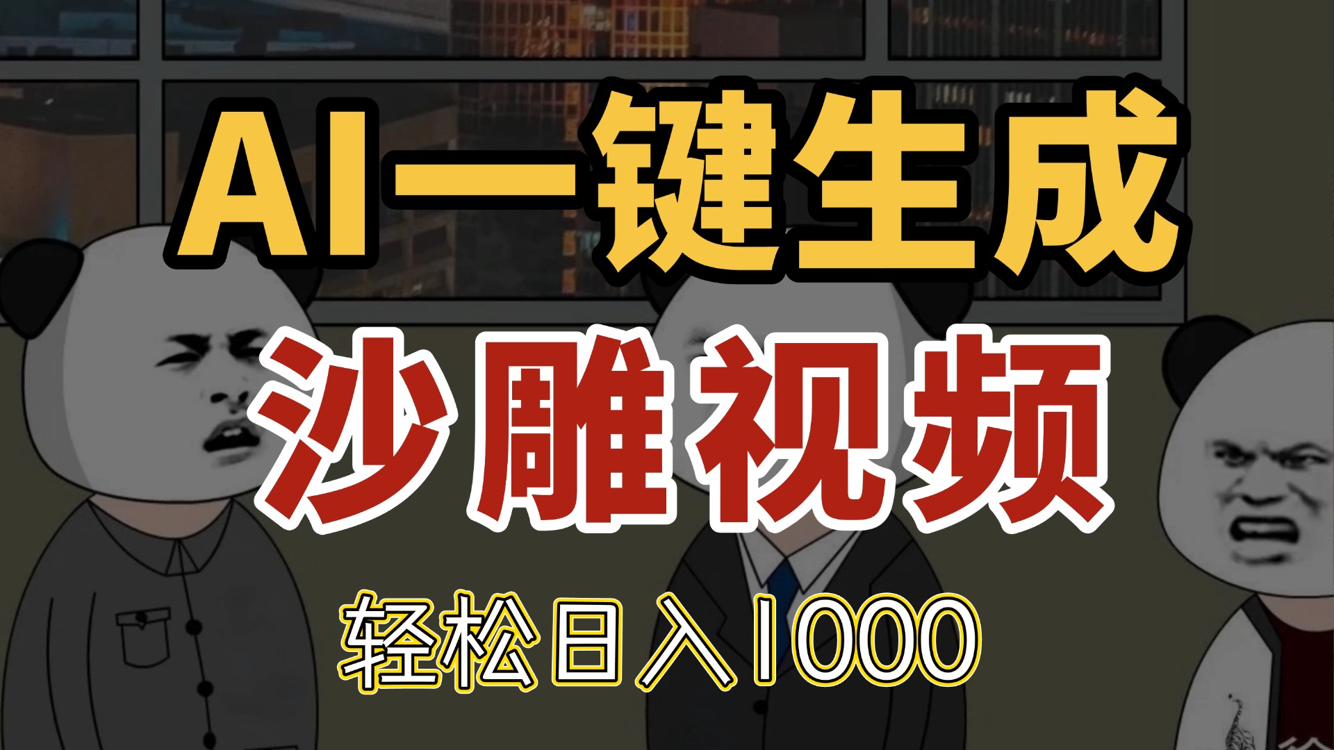 AI一键生成沙雕视频，一条视频千万播放，轻松日入1000-聊项目