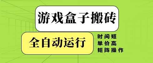 游戏盒子搬砖，全自动运行，无需人工，时间短、单价高、矩阵操作【揭秘】-聊项目