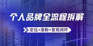 个人品牌全流程拆解：定位+涨粉+变现闭环，微信生态运营与资源整合-聊项目