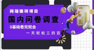 网创搬砖项目,国内问卷调查,0基础看完就会 一天轻松三四张,靠谱副业干就完了【揭秘】-聊项目