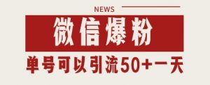微信爆粉,私域暴力引流打法日引千粉 单号日进50+【揭秘】-聊项目