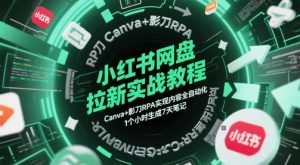 小红书网盘拉新实战教程，Canva+影刀RPA实现内容全自动化，1个小时生成7天笔记-聊项目