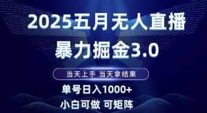 2025五月无人直播暴力掘金3.0,当天上手,当天拿结果,单号日入1k+小白可做可矩阵【揭秘】-聊项目