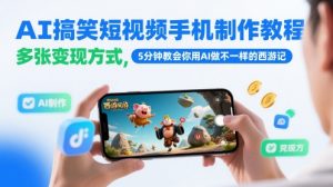AI搞笑短视频手机制作教程，多张变现方式，5分钟教会你用AI做不一样的西游记-聊项目