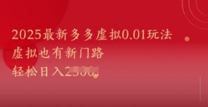 2025最新多多虚拟0.01玩法!虚拟也有新世界,轻松日入1k+-聊项目