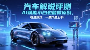 抖音汽车解说评测赛道,AI赋能小白也能做原创,收益爆炸,一条作品上千-聊项目