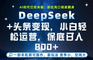 DeepSeek+头条变现，保姆级教学，小白轻松上手，日入8张+【揭秘】-聊项目