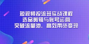 短视频投流班实战课程，选品剪辑与账号运营，突破流量池，高效带货变现-聊项目