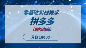 拼多多虚拟电商，零基础实战教学，快速打爆商品，新手也能月入10000+-聊项目