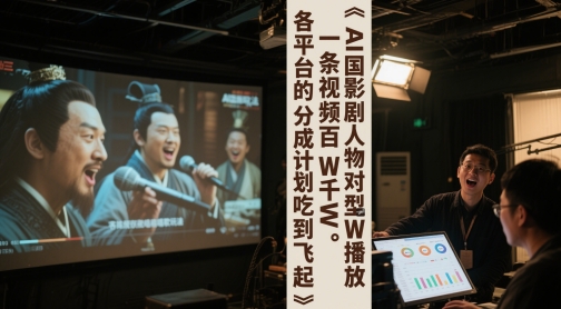 AI三国影视剧人物对口型唱歌玩法，一条视频百W千W播放，各平台的分成计划吃到飞起-聊项目