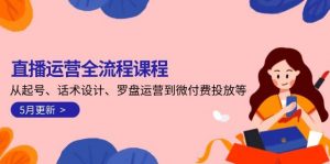 直播运营全流程课程-5月更新：从起号、话术设计、罗盘运营到微付费投放等-聊项目