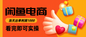 闲鱼高利润电商，入门到出单只需3小时，每天利润1000-聊项目