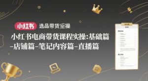 小红书电商带货课程实操：基础篇-选品篇-店铺篇-笔记内容篇-直播篇-聊项目