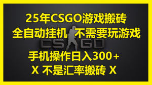 25年CSGO游戏搬砖，全自动挂机，不需要玩游戏，手机操作日入300+。(不…-聊项目