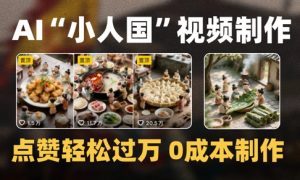 爆款1000W+播放微缩景观迷你小人国AI视频0成本制作全流程教学-聊项目