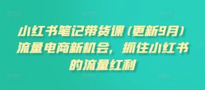小红书笔记带货课(更新25年5月)流量电商新机会,抓住小红书的流量红利-聊项目