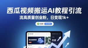 西瓜视频搬运AI教程引流高质量创业粉,日变现1k+【揭秘】-聊项目