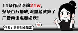 11条作品涨粉21W,条条百W播放,流量猛就算了,广告商也追着给钱-聊项目