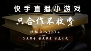 快手直播小游戏,只合作不收费,你出账号我出技术, 分润模式【揭秘】-聊项目
