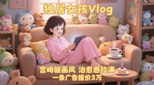 单个账号涨粉71W!用AI制作独居女孩Vlog,宫崎骏画风,治愈感拉满,一条广告报价3W-聊项目