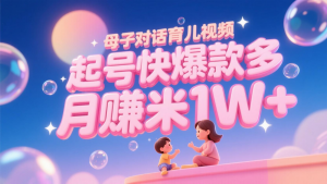 AI生成母子对话育儿类视频，起号快爆款多，小白宝妈轻松学，多渠道变现，月赚米1W+-聊项目