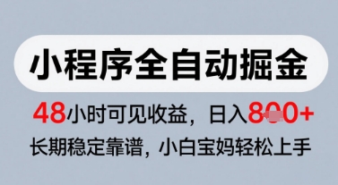 微信小程序全自动掘金，快速见收益，长期稳定靠谱，零基础友好，日入8张【揭秘】-聊项目
