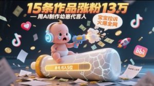 用AI制作幼崽代言人，宝宝的控诉火爆全网，15条作品涨粉13W，单号月入5位数实操教程-聊项目