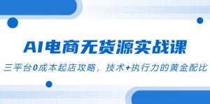 AI电商无货源实战课,三平台0成本起店攻略,技术+执行力的黄金配比-聊项目