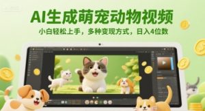 AI生成萌宠动物视频,小白轻松上手,多种变现方式,日入4位数-聊项目