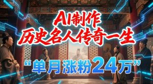 暴力起号!用AI制作历史名人传奇一生,单月涨粉24W,涨粉+变现赛道黑马来了-聊项目