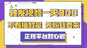 转发视频一天3张+,正规平台放心做,不看播放量,无粉丝要求,随时随地挣收益【揭秘】-聊项目