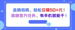 走路拍照,轻松日入50+!高德官方任务,有手机就能干-聊项目