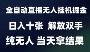 2025最新全自动直播无人挂G掘金,日入十张,解放双手纯无人,当天拿结果【揭秘】-聊项目