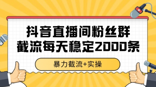 抖音直播间粉丝群暴力截流，一台电脑每天稳定2000条数据【揭秘】-聊项目