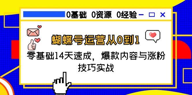 蝴蝶号运营从0到1，零基础14天速成，爆款内容与涨粉技巧实战-聊项目