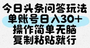 今日头条问答玩法,单账号日入30+,操作简单无脑复制粘贴就行-聊项目
