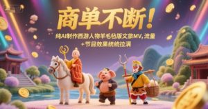 商单不断！纯AI制作西游人物羊毛毡版文旅MV，流量+节目效果统统拉满-聊项目