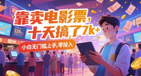 靠卖电影票，十天搞了7k+，小白无门槛上手，零投入【揭秘】-聊项目
