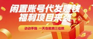 福利项目来袭,闲置账号代发挣钱,动动手指,一天也能搞三位数【揭秘】-聊项目