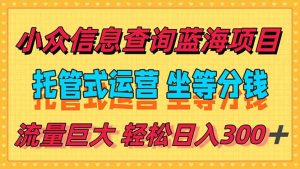 稳定日入300+,小众信息查询蓝海项目,全程懒人式托管,解放你的时间-聊项目